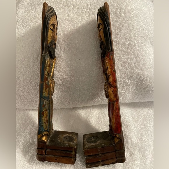 Vintage (probably antique) religious art/icons. Matthew and John? Wall CandleHld - Picture 2 of 15